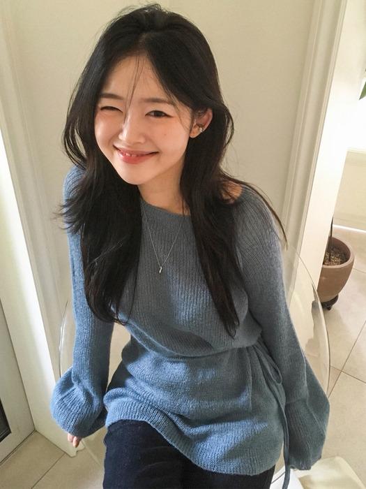 스커트 레이어드 래글런 니트 BLUE