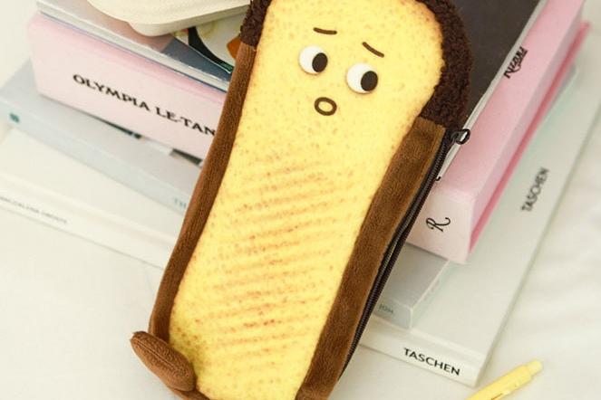 귀여운 특이한 식빵 납작빵 브레드 인형 필통 파우치 (초코)