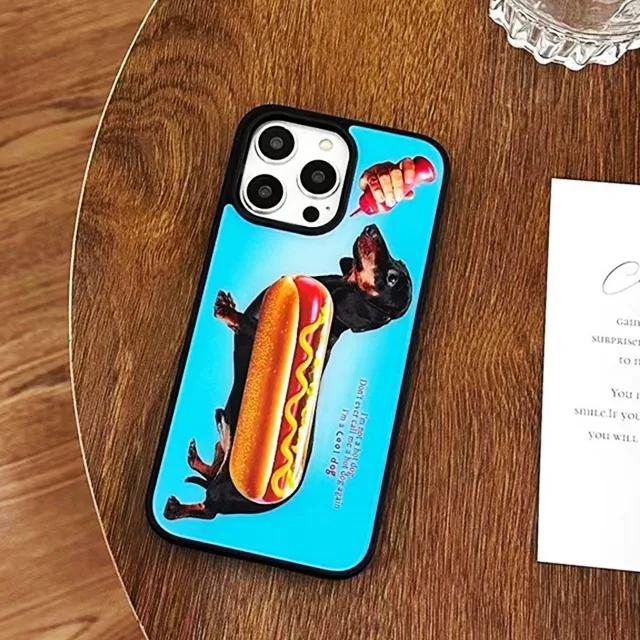 닥스훈드 강아지 핫도그 핑거 스트랩 밴드 귀여운 실리콘 범퍼 아이폰15 아이폰14 아이폰13 아이폰12 프로 맥스 케이스