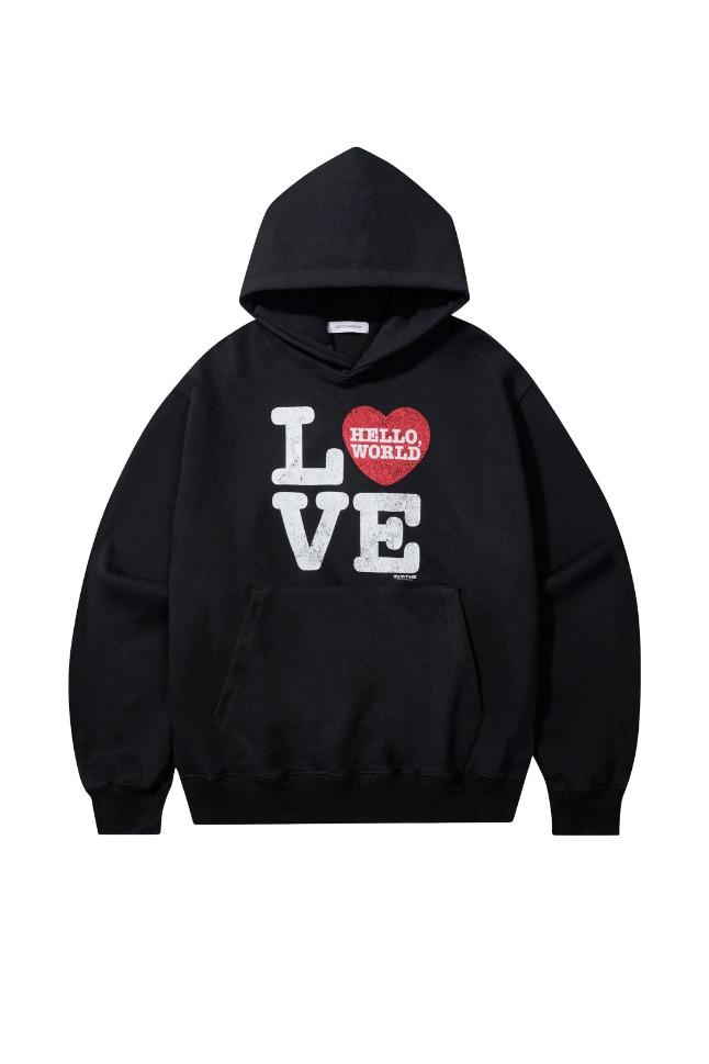 헬로 월드 LOVE 후드티_블랙