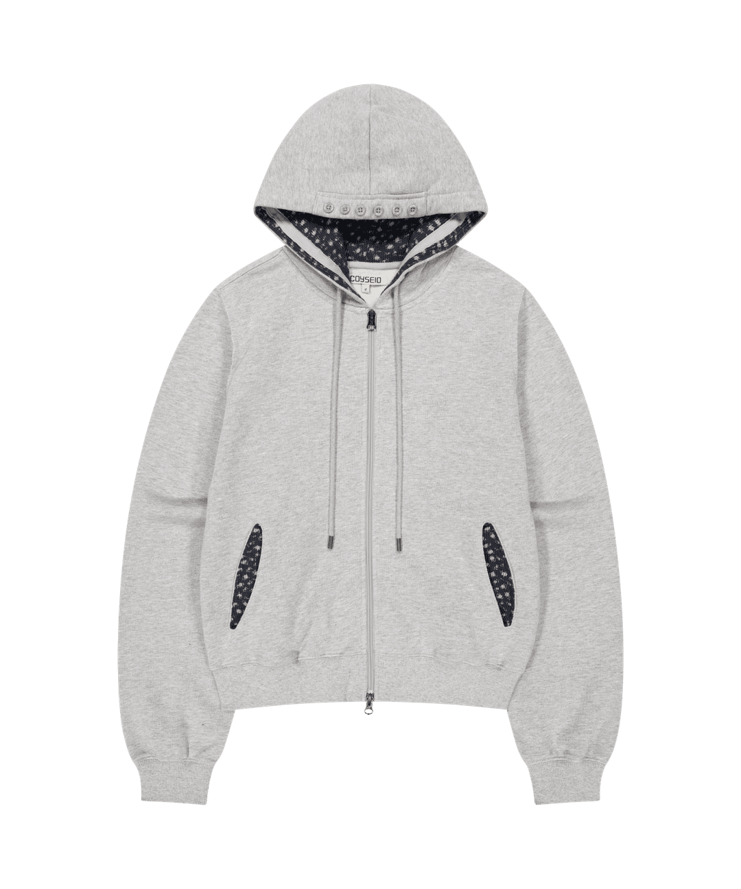 FLOWER POINT ZIP-UP HOODIE MELANGE GREY