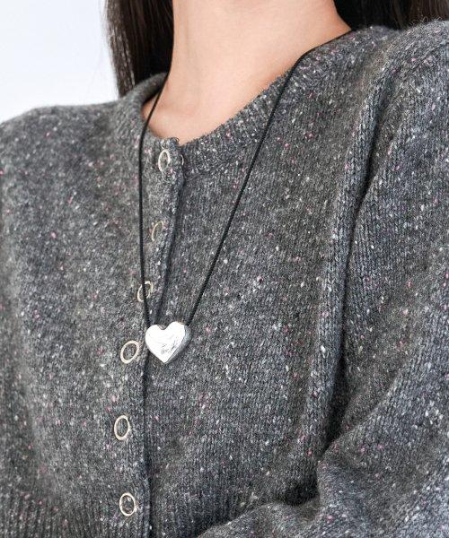 [SILVER] BOLD HEART PENDANT ROPE NECKLACE