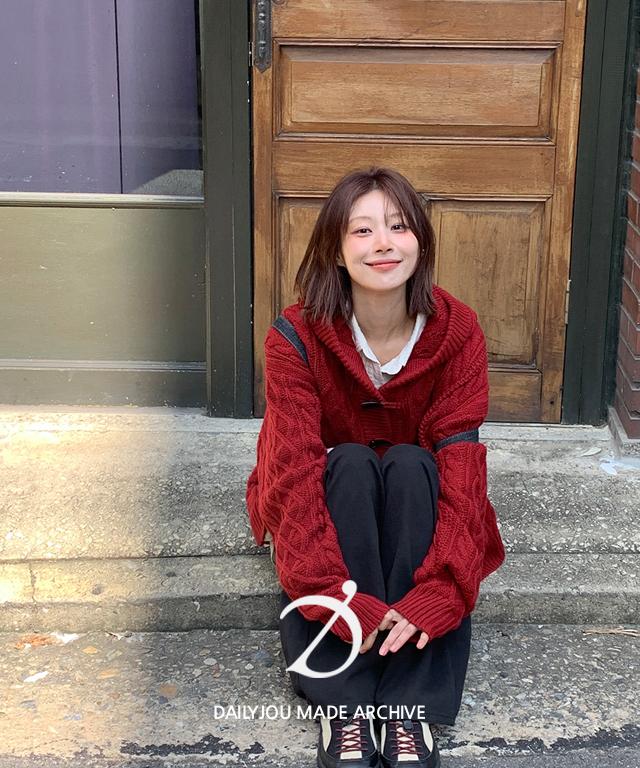 데일리쥬 [MADE] 멜트 오버핏 꽈배기 더플 후드 가디건(공용)(컬러 추가)