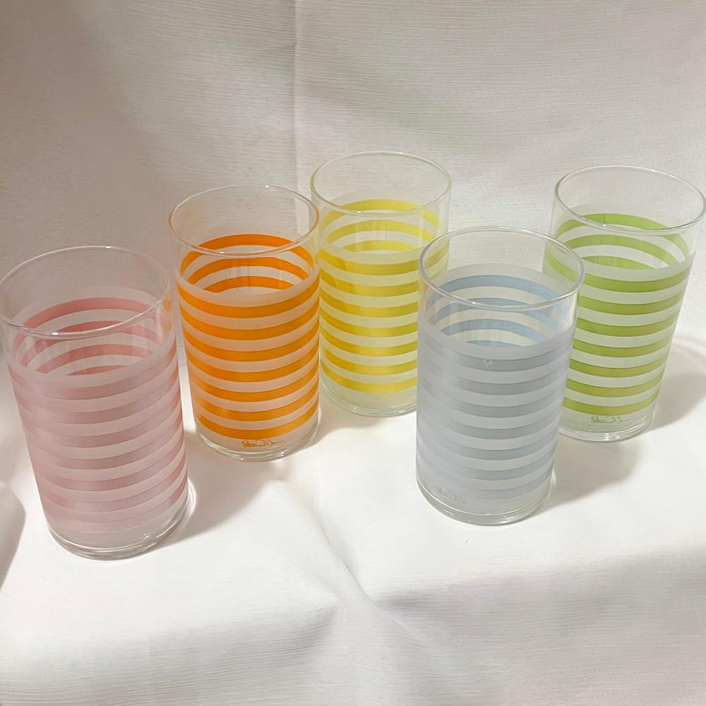 비바시티 레인보우 스트라이프 유리컵 1p