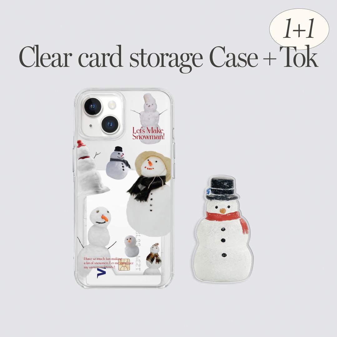 [1+1] make snowman 투명 카드수납 폰케이스+러브앤조이 스노우맨 아크릴 스마트톡