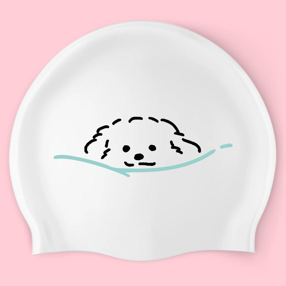 풍덩 강아지 제작 실리콘 수모 심플 귀여운 디자인 수영모자
