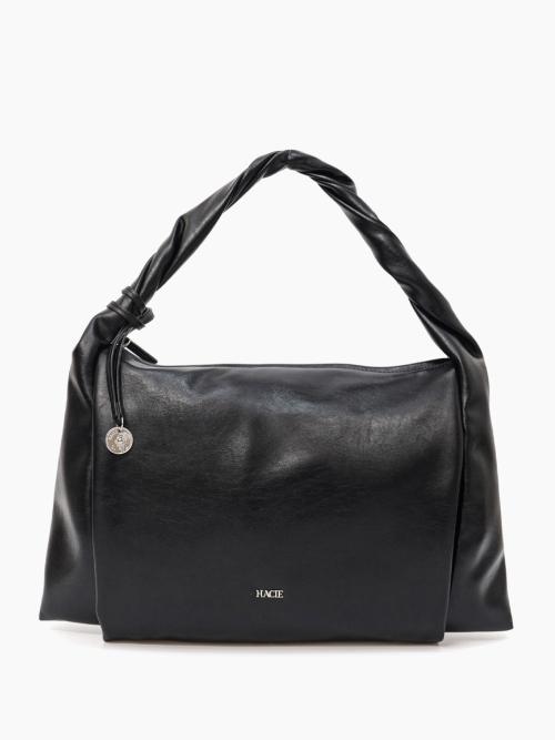 TWIST STRAP LEATHER BIG BAG [BLACK]