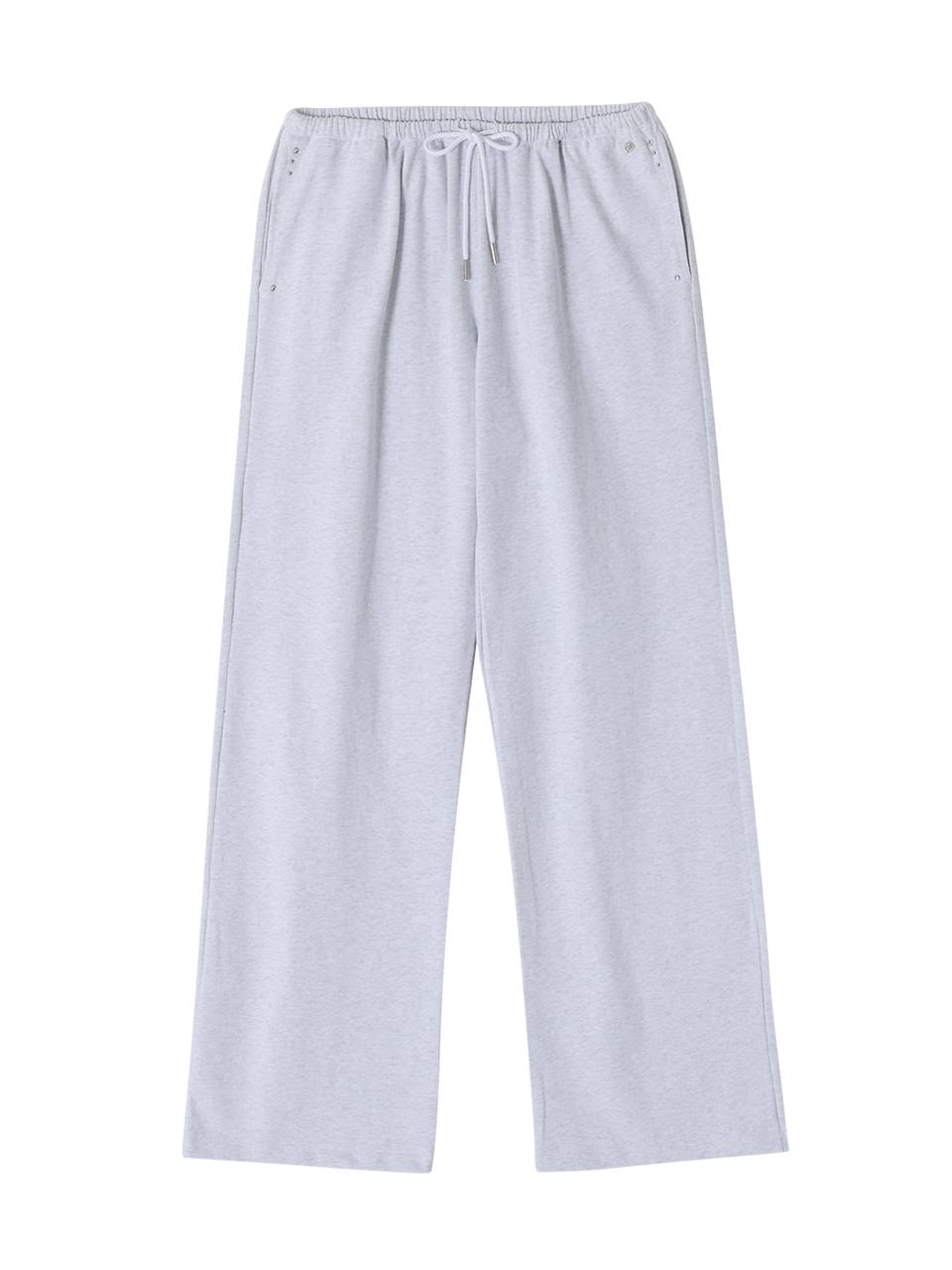 STUD COTTON SWEAT PANTS_MELANGE GREY