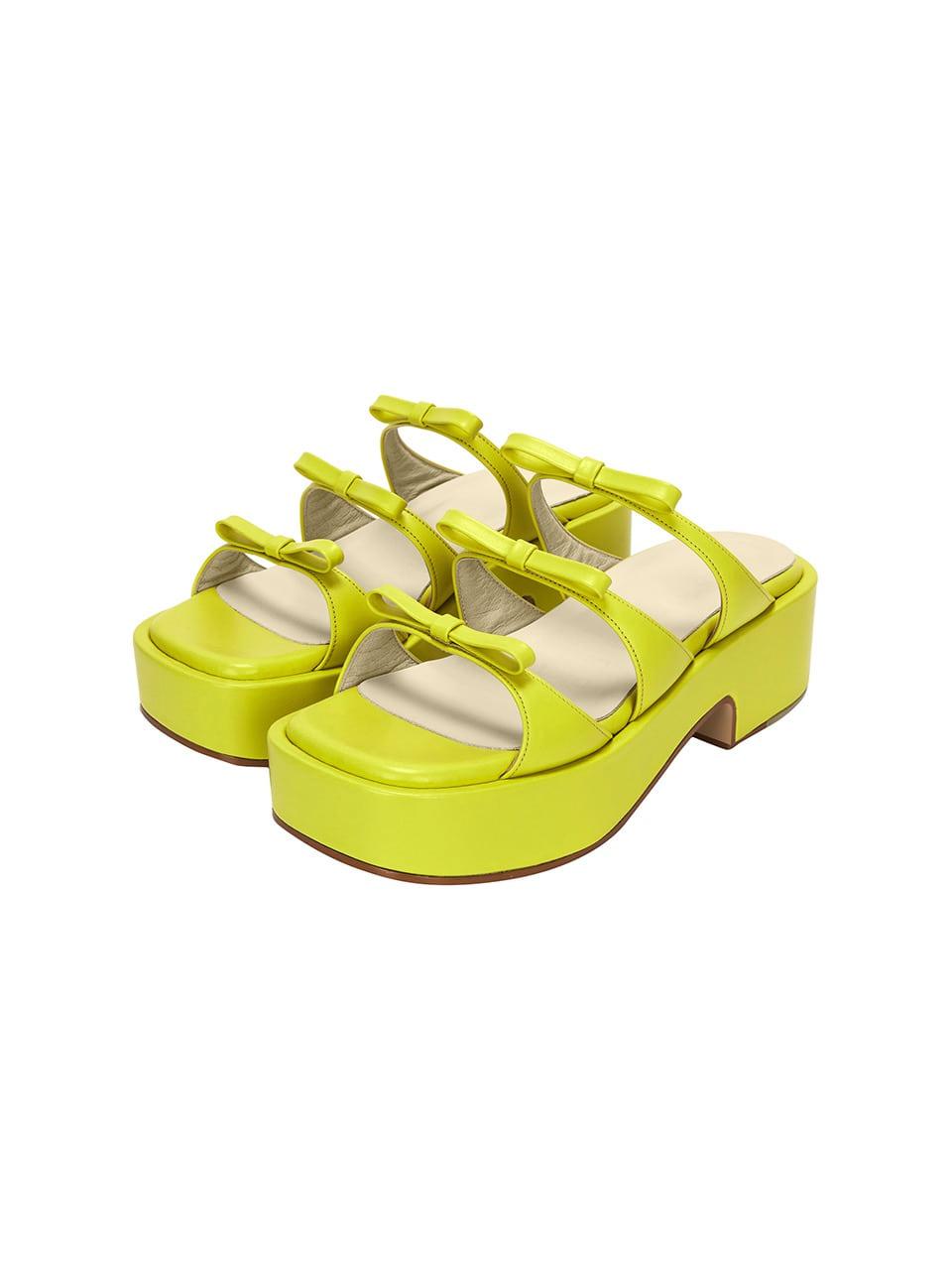 RIBBON SANDALS_lime green plain