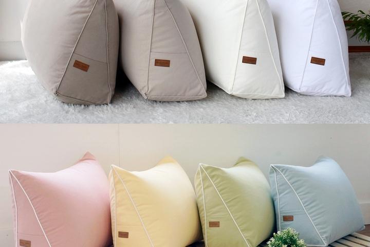 브러쉬드코튼 삼각 등받이 쿠션 8 colors 솜포함