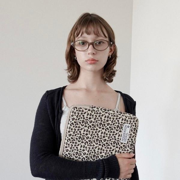 Leopard corduroy laptop pouch _ 2sizes