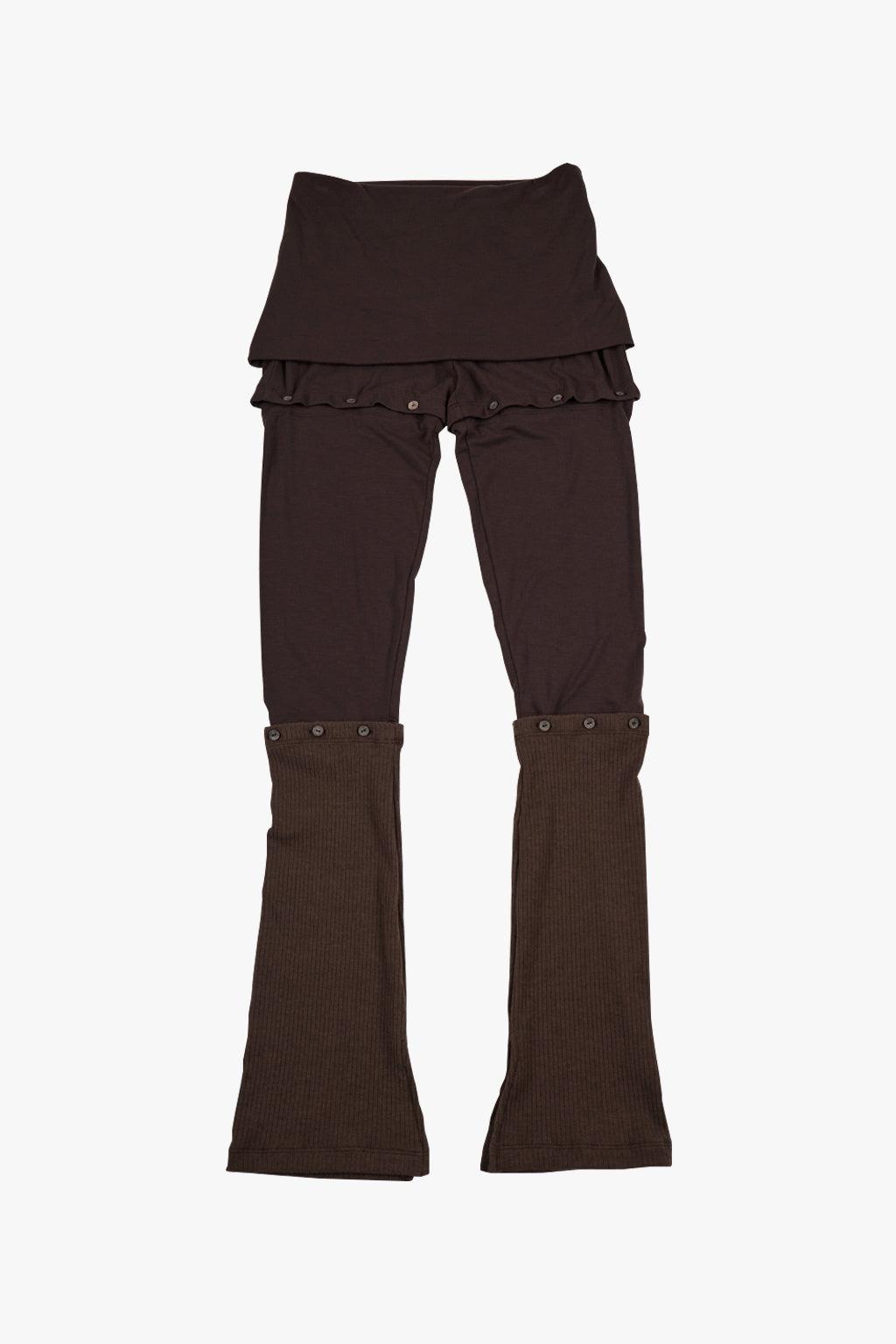 BUTTON SKIRT LEGGINGS / BROWN