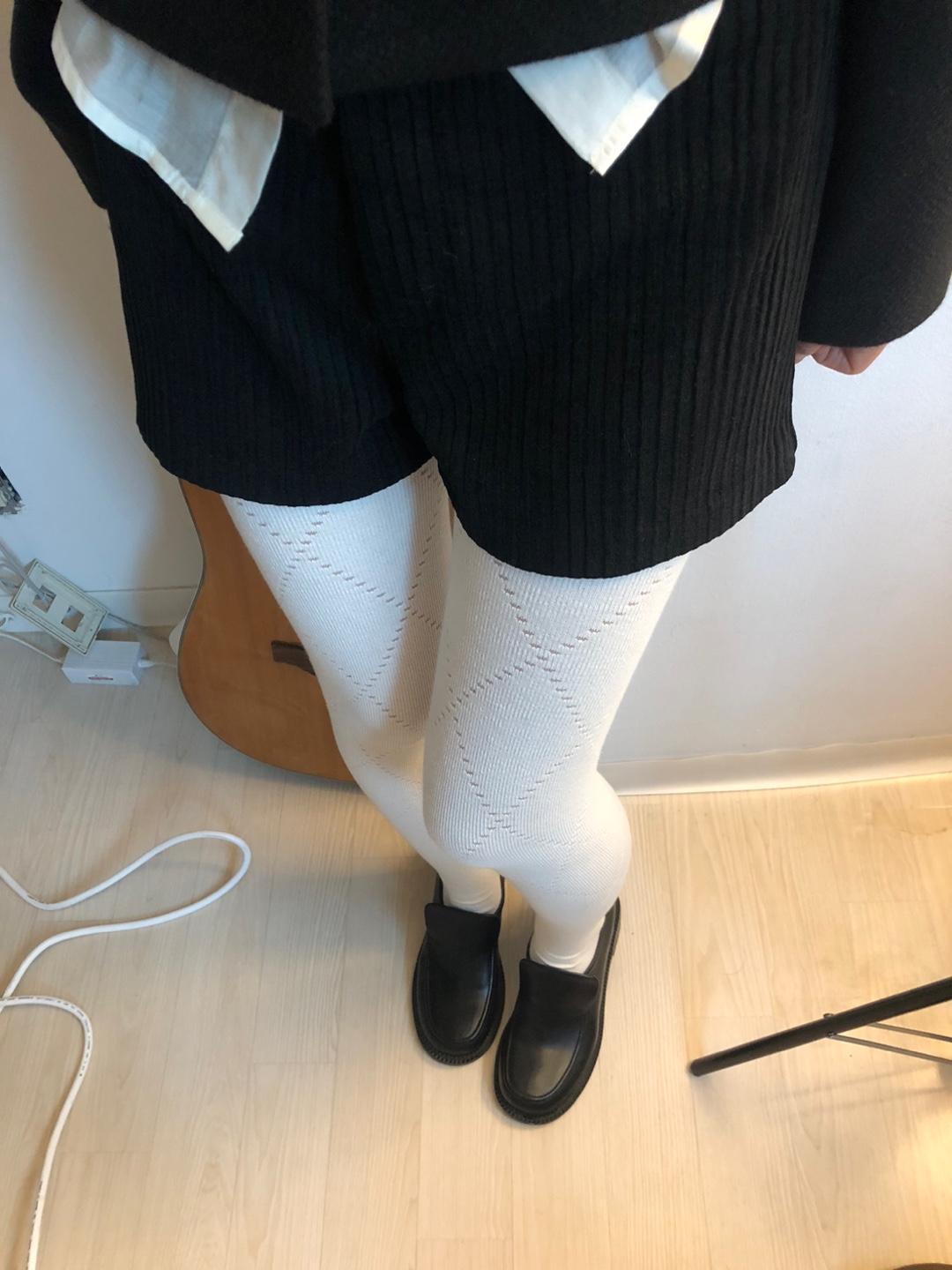 아가일 화이트 면스타킹