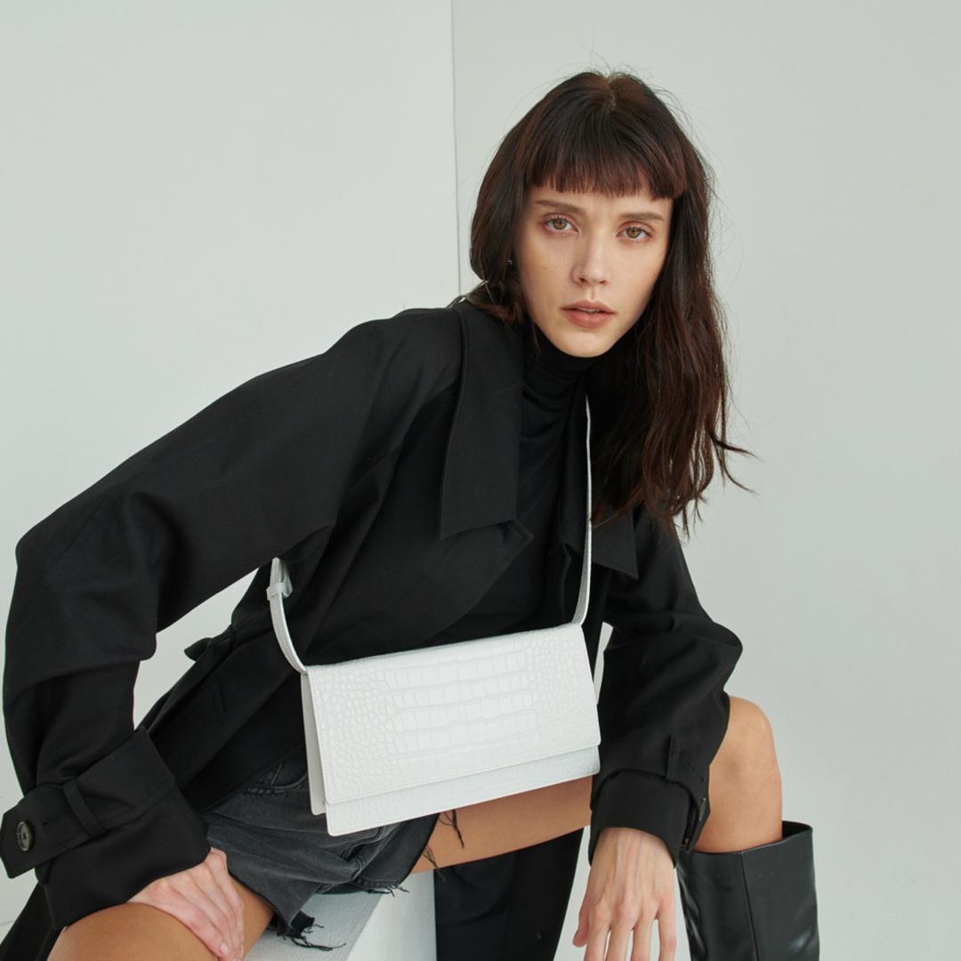 MATIN CROC BAG WHITE SQUARE