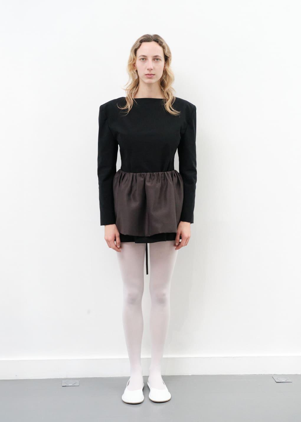 boat neck two way jacket, black