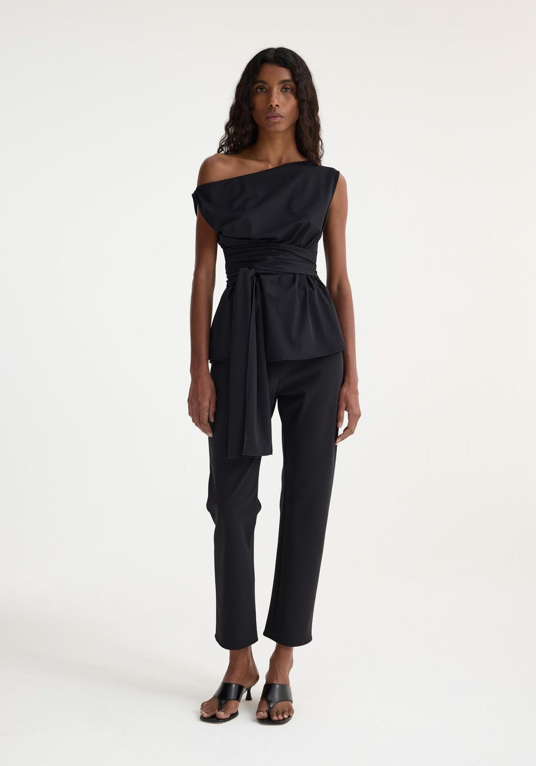 Off-shoulder wrap top | black - black / 32