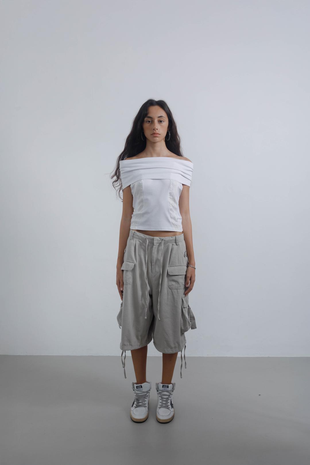 [7/4 DELIVERY] WASHED CARGO MIDI SHORTS BEIGE