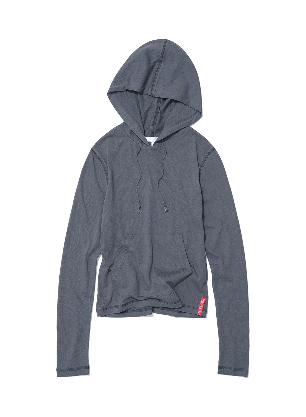 [WOMEN] PWC POCKET HOODIE LONG SLEEVE TEE_CHARCOAL