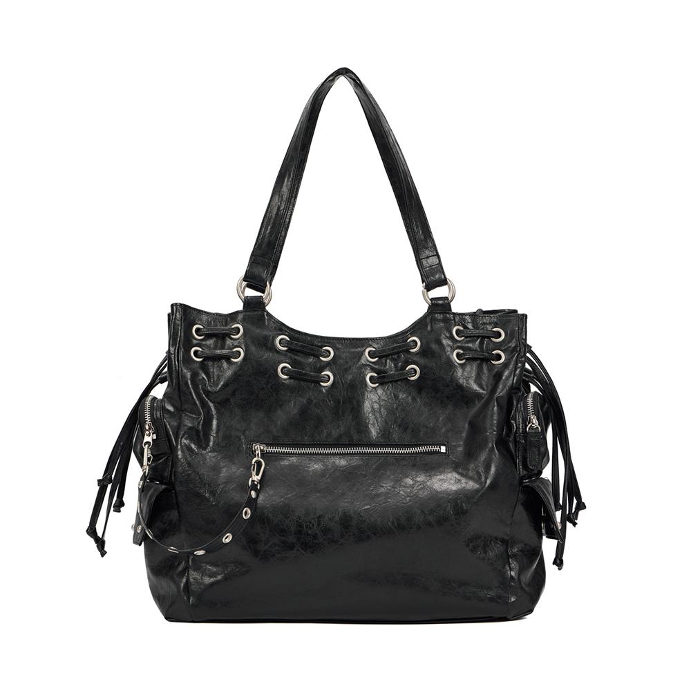 DEINET NEW STUD STRING BIG BAG IN BLACK