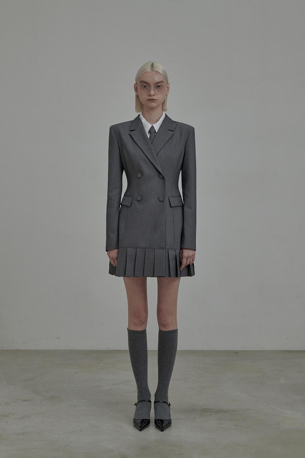 Jenn pleated suit jacket dress - Grey