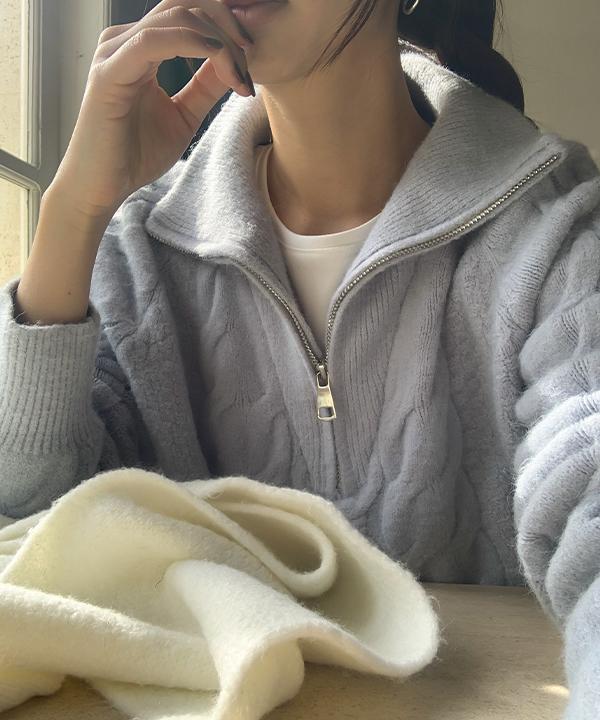 리얼코코 [단독] [부드러운원단/누적3만장/made] 토토 꽈배기 반집업 니트 - 5 Color (겨울/집업/카라/케이블/도톰)