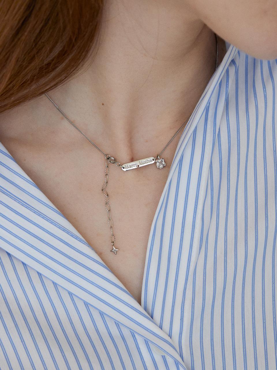 Cube crystal pendant with chain necklace