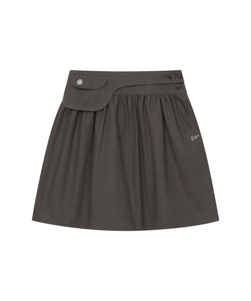 벨티드 미디 스커트 [브라운]