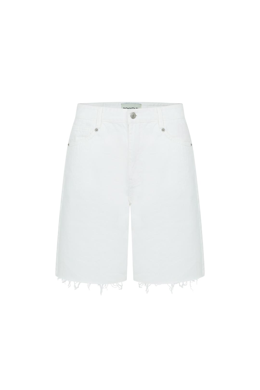 Raw Washed Bermuda Denim Shorts (White)