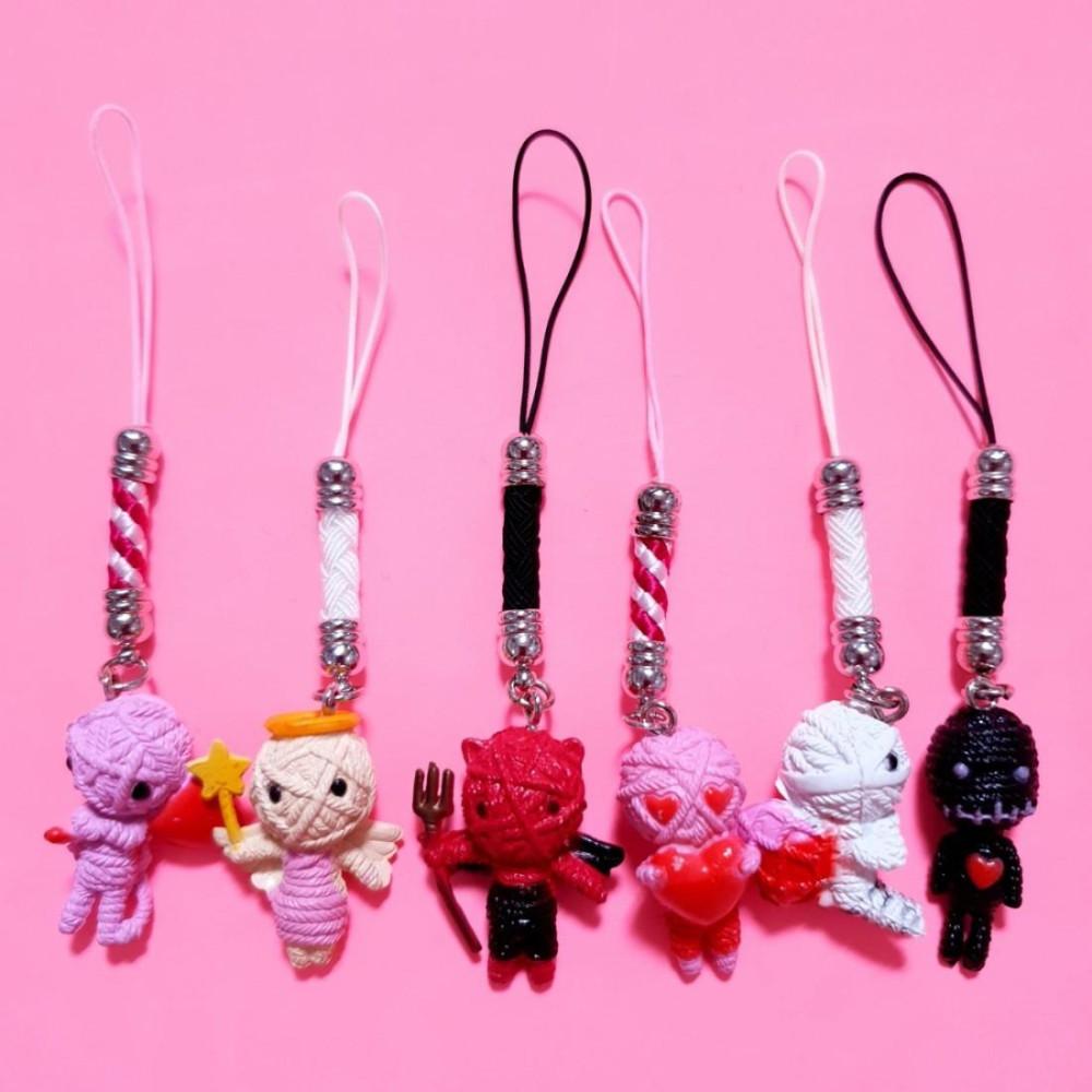 [쉐비클럽] 해피 인형 밀짚 부두 행운 부적 인형 키링 스트랩 열쇠고리 핸드폰줄 키홀더