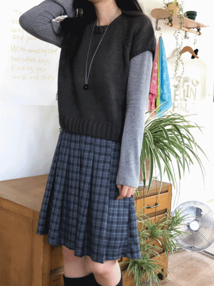 몬드 로우 니트 (차콜)