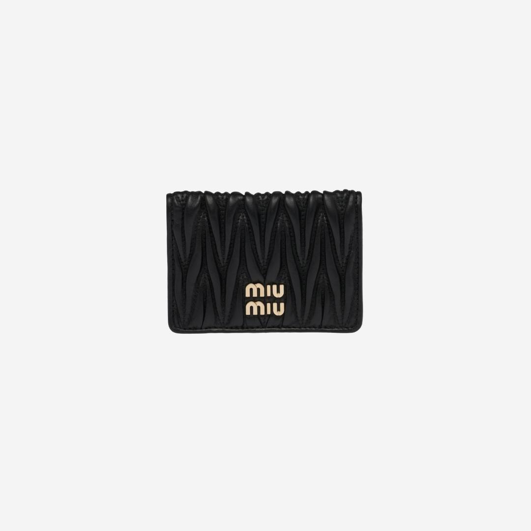 Miu Miu Matelasse Nappa Leather Card Holder Black