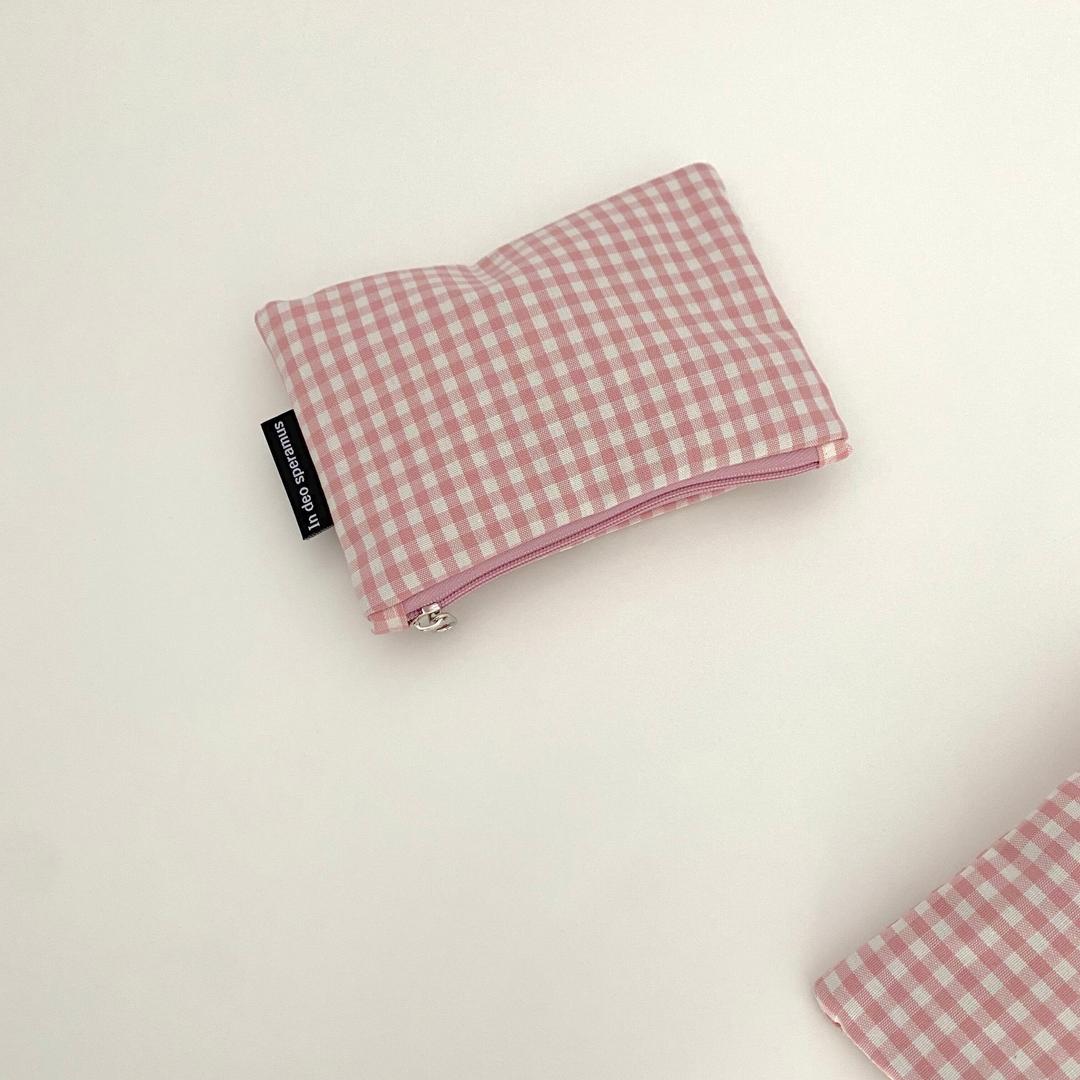 베이비 핑크 파우치 (Baby pink check pouch)