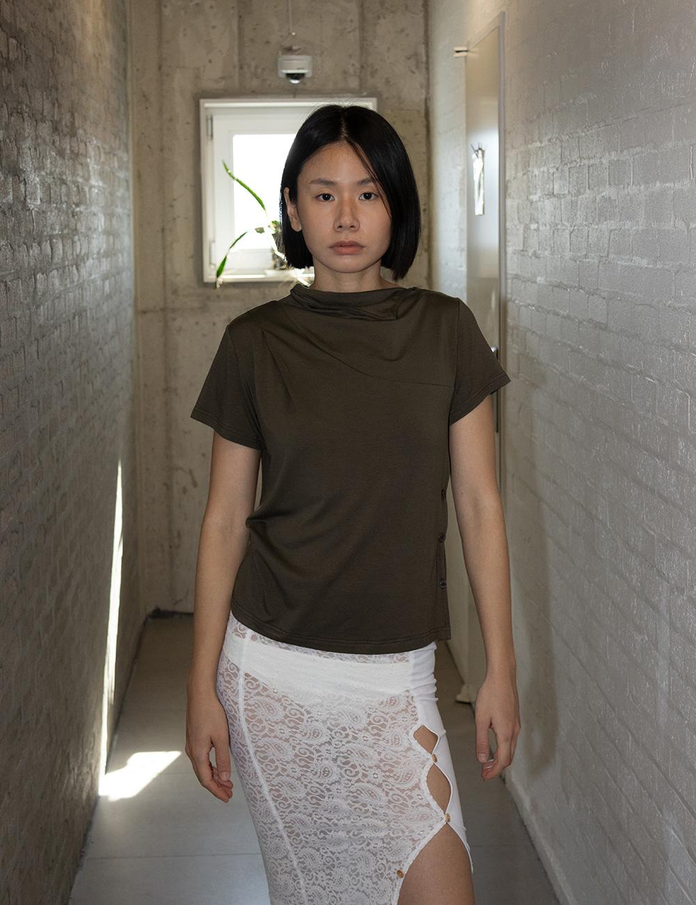 Stitch Drape Jersey in Taupe