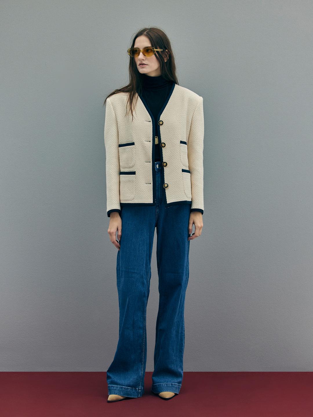 Diana Tweed Jacket in Cream