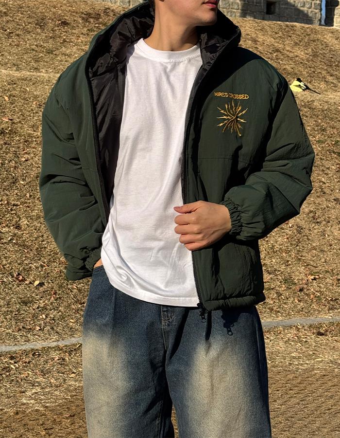 아톰 빈티지 자수 투웨이 패딩 (3Color)