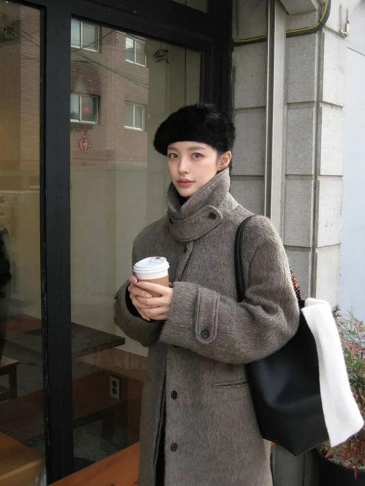 Alpaca half coat (Brown)
