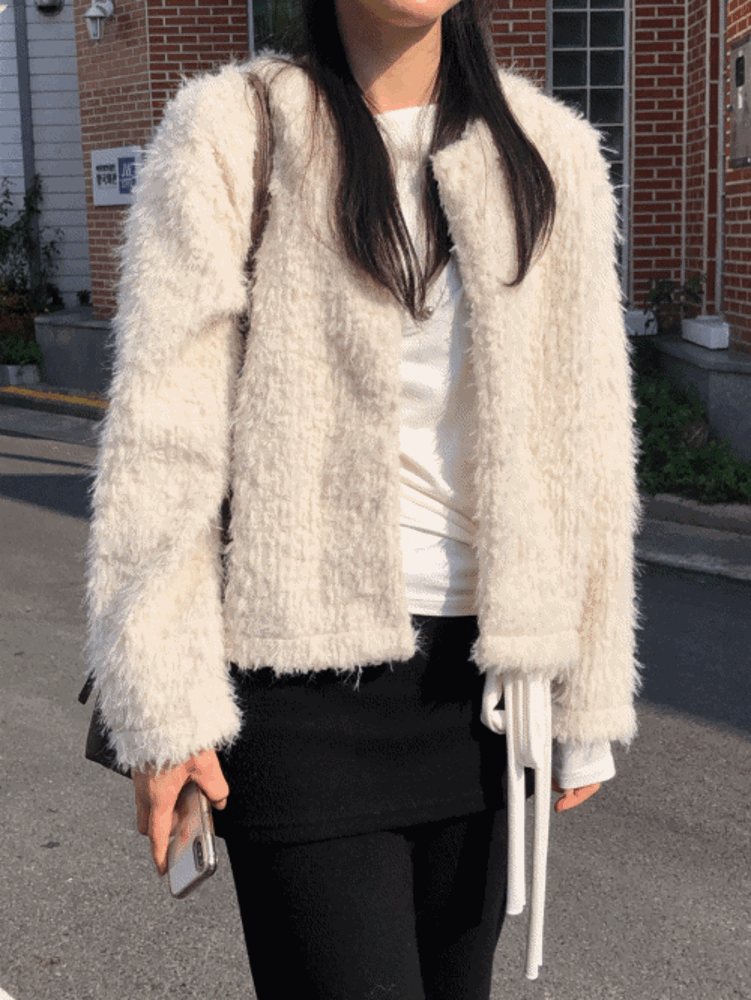 로이 퍼 가디건 (크림)