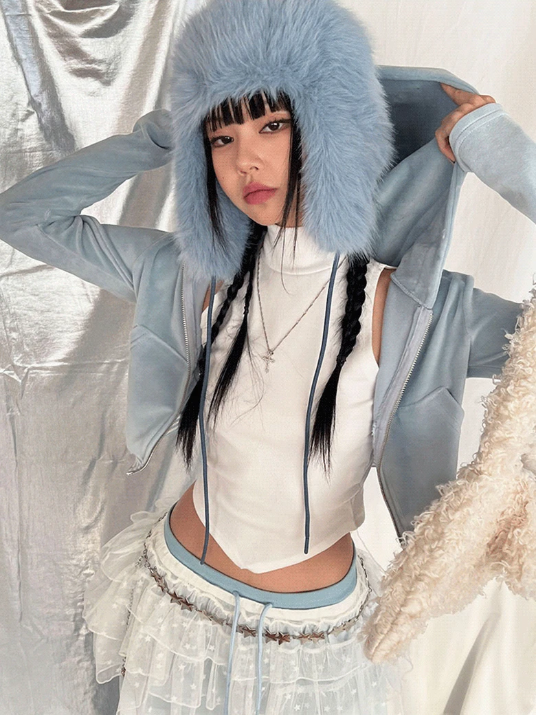 [주문폭주,29차 입고] 올드스타 2WAY 벨벳 크롭 후드 집업