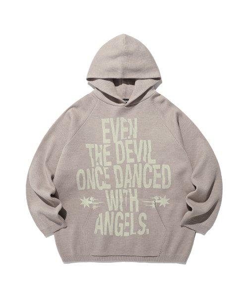 EVEN THE DEVIL KNIT HOODIE_BEIGE(NG2ESUK610A)