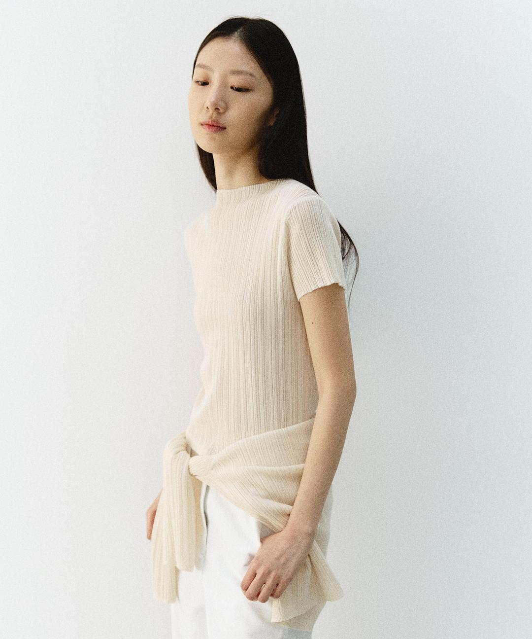 아티드 [직진배송] 코튼 립 반팔 니트_3COLORS