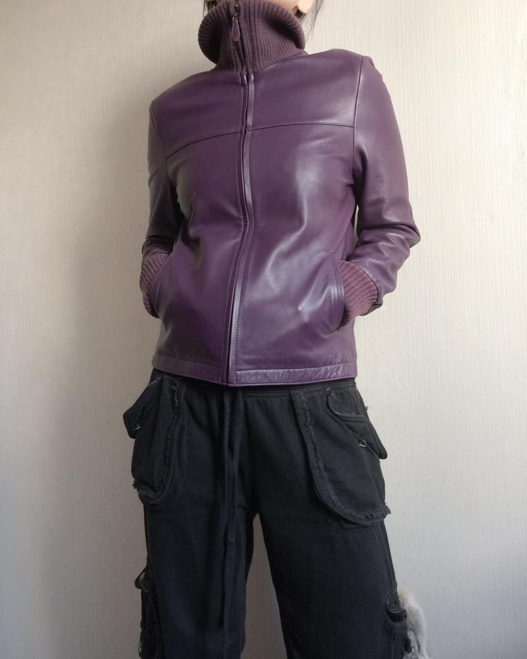 High neck lamb skin leather jacket | 후루츠패밀리