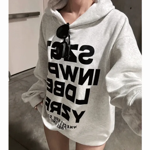 +영상핏 [힙덮는여리핏!/희귀템] 백프린팅 오버핏 레터링 꾸안꾸 후드티