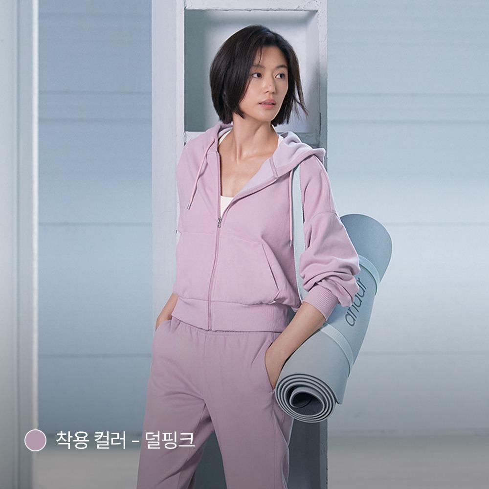 소프트 플리스 크롭 후디 집업