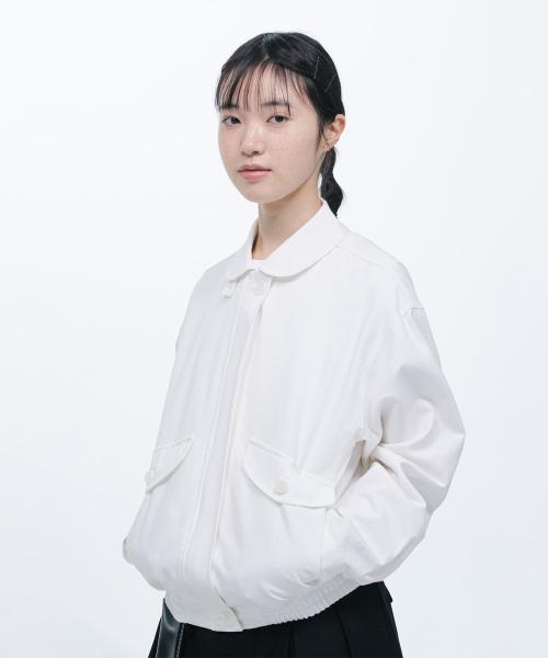 ROUND COLLAR BLOUSON JACKET, WHITE