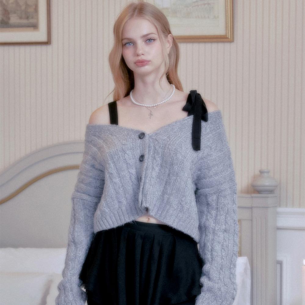 MF SANDY RIBBON CARDIGAN-GRAY