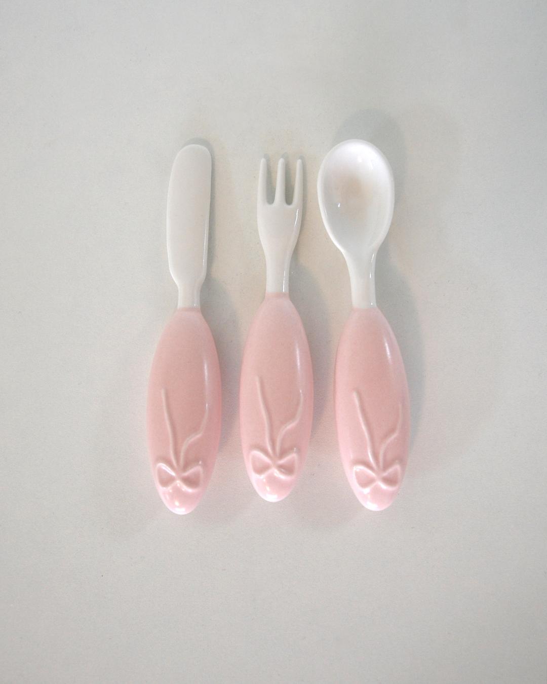 ribbon cutlery(pink/white)