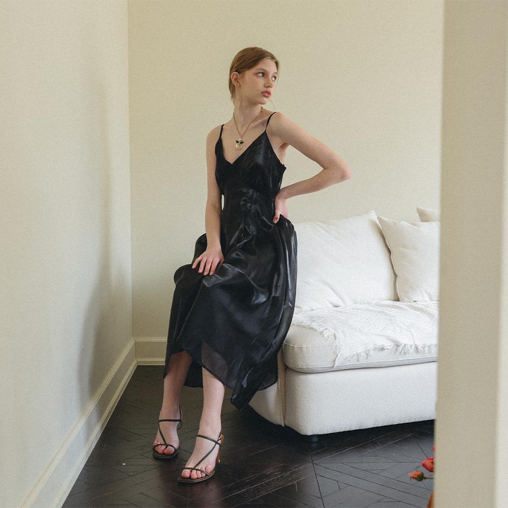 오간자 서스팬더 드레스_블랙