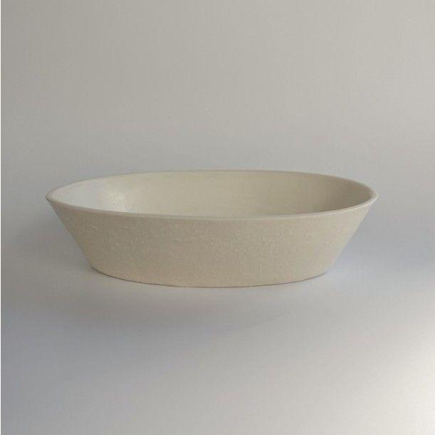 texture oval bowl - white