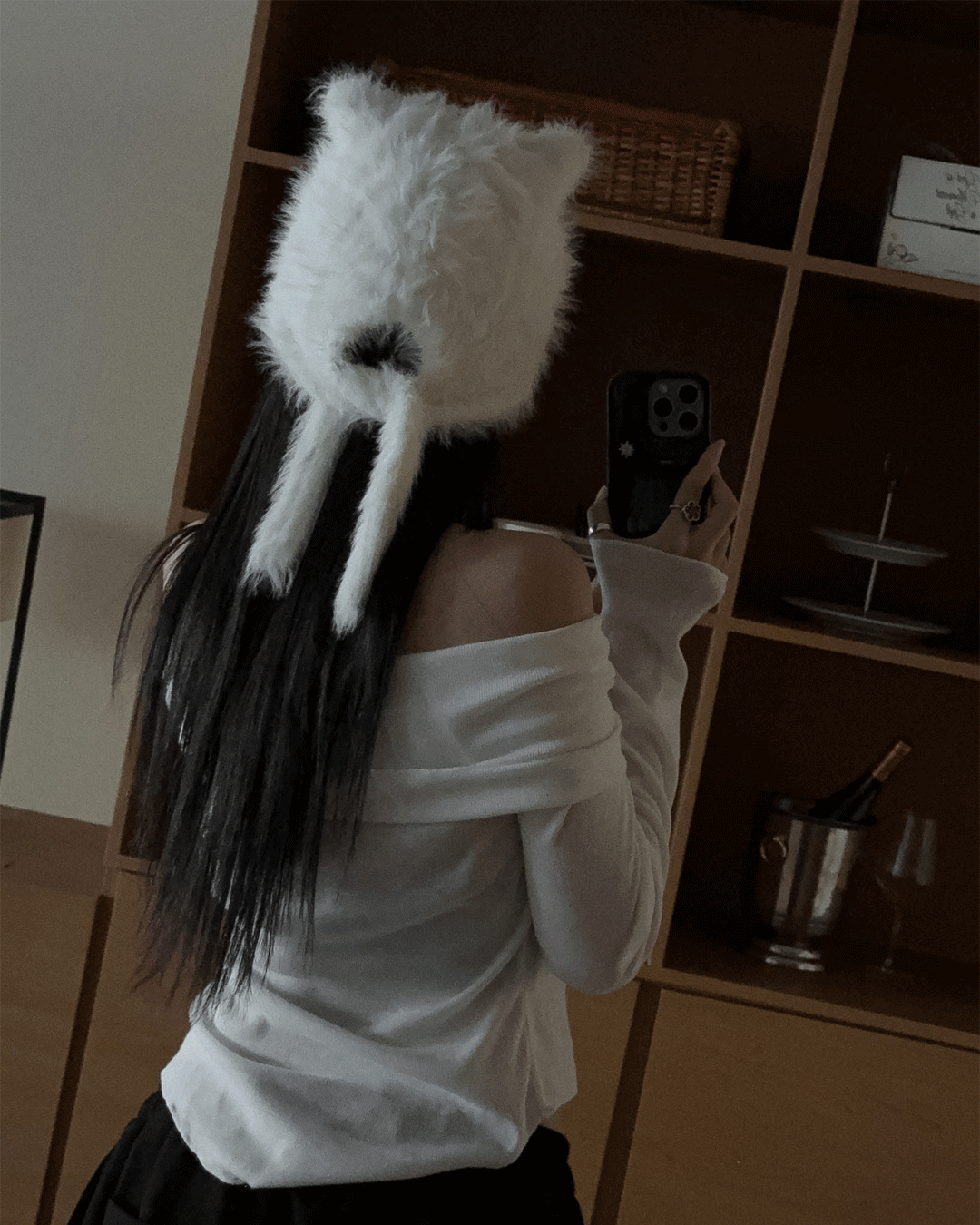 여운 앙고라 캣 비니