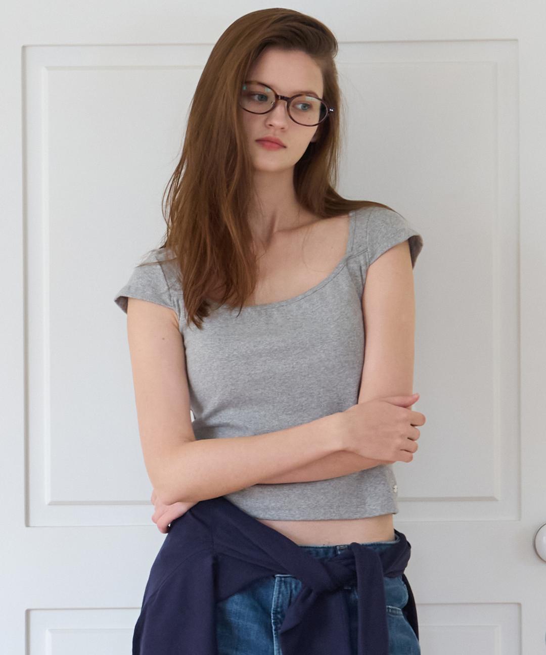 Linsden Square Neck T-Shirt (Melange Grey)